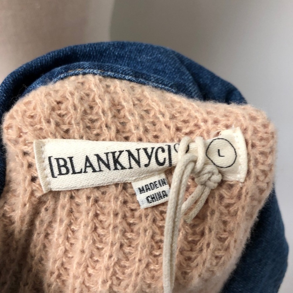 Blank NYC Playing the Field Jacket Womens Large Khaki Mixed Media Denim Trim NEW - Picture 4 of 9